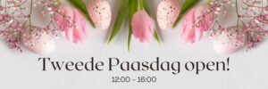Banner op de website van Tegelstudio Zeeland in Vlissingen ivm extra opening op tweede Paasdag
