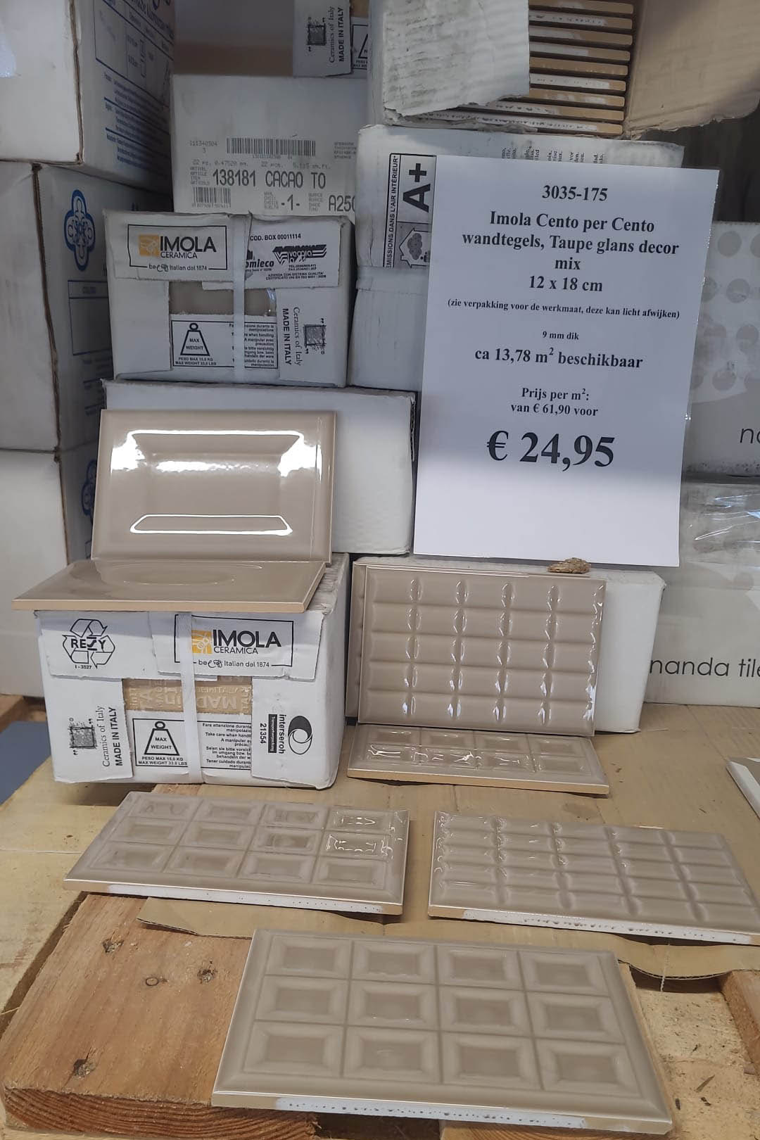 Restpartij Imola Cento per Cento Cacao TO 12x18 cm bij Tegelstudio Zeeland in Vlissingen