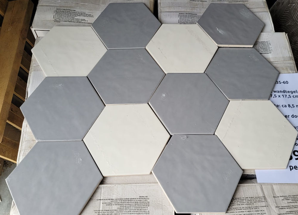 3035-60 hexagon wandtegels 17,5 x 17,5 cm bij Tegelstudio Zeeland in Vlissingen